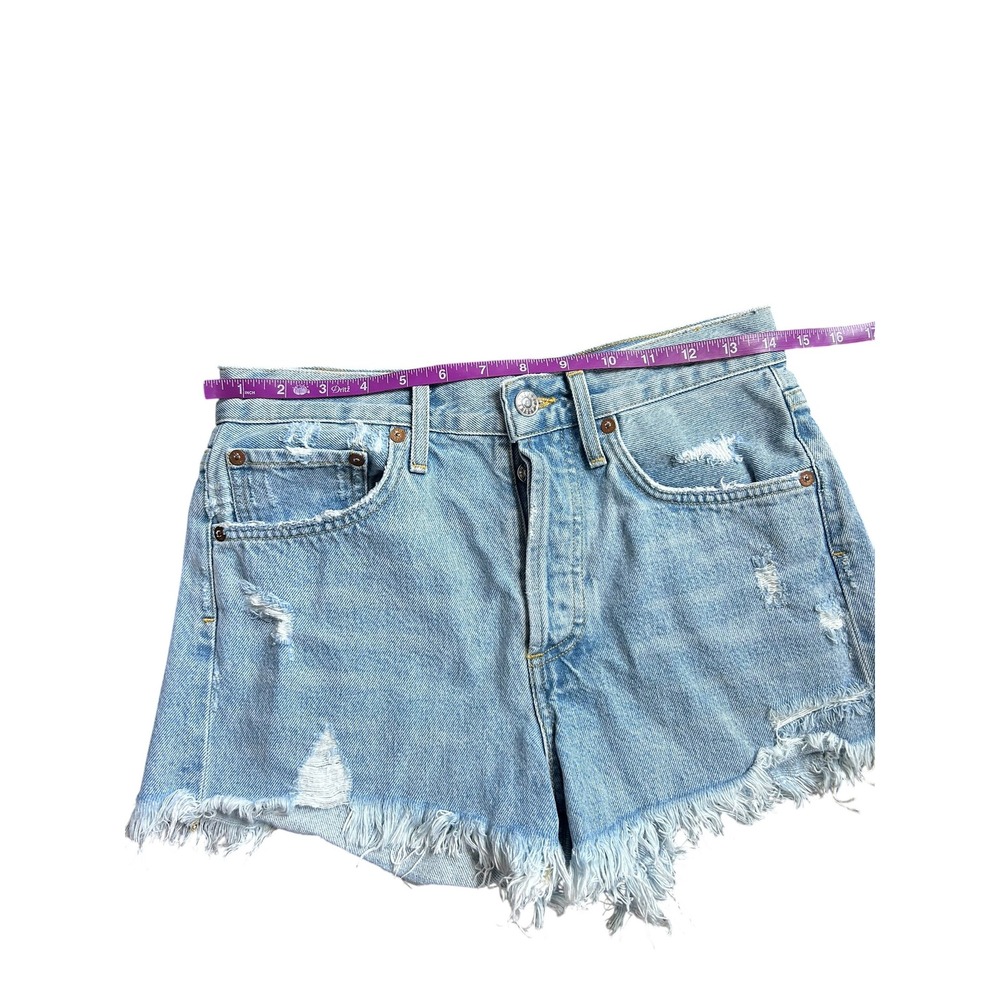 Agolde Parker Vintage Cut Off Short Light Wash Distressed Denim A026-811 Size 24 - Picture 5 of 8